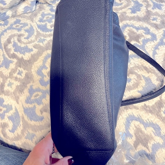 Classic Coach navy double strap shoulder bag triple compartment - Picture 3 of 7